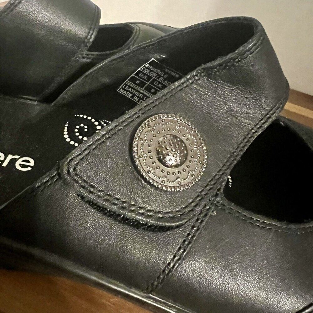 Revere Brussels Womens Clogs Sandals Black Mary Jane Casual Black Sz 8 Leather - Picture 4 of 9